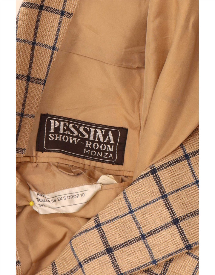 Cerruti 1881 Chaqueta tipo blazer de 2 botones para hombre IT 54 2XL Beige Check Classic