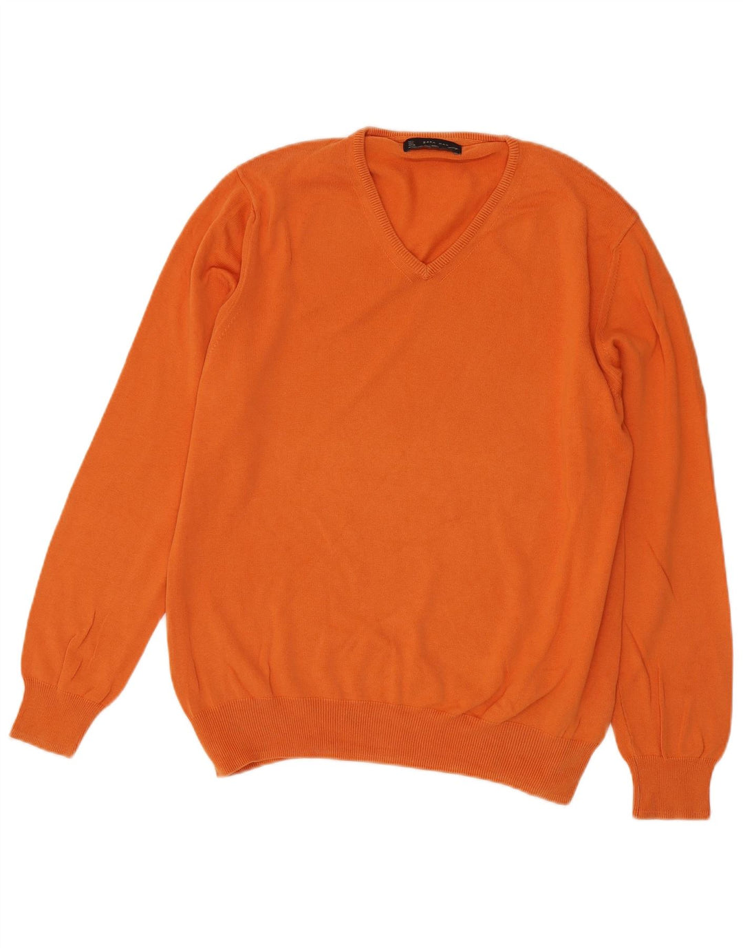 Zara Hombre Jersey Con Cuello En V Jersey Grande Naranja Algodón