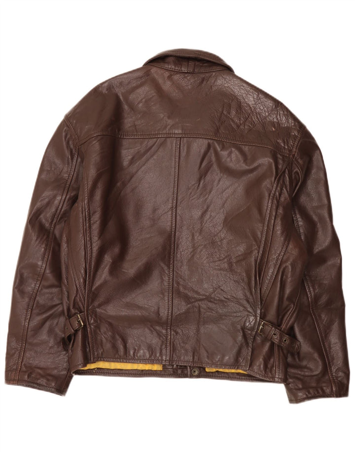 Chaqueta de cuero vintage para hombre IT 50 cuero marrón grande