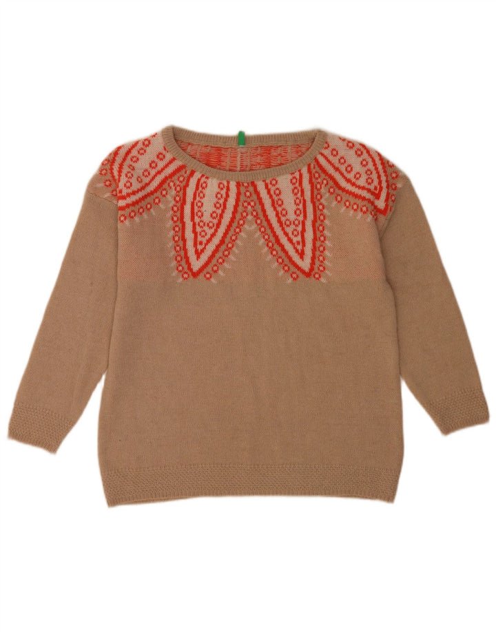 Benetton Jersey De Cuello Redondo Y Estampado Abstracto para Mujer EU 40 Small Beige