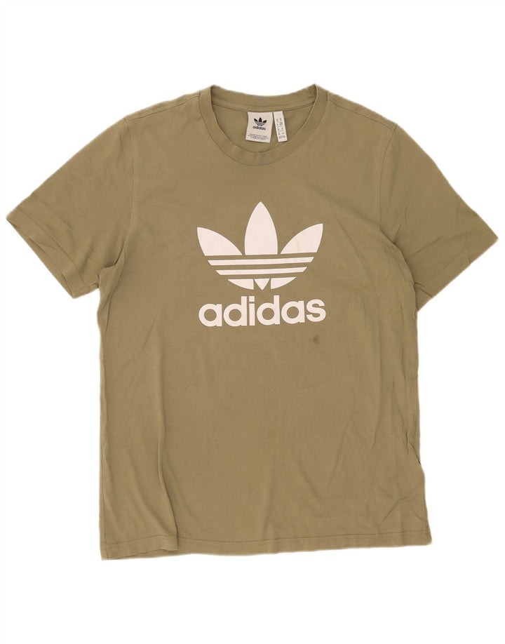Adidas Hombre Camiseta Gráfica Top Medium Khaki Algodón