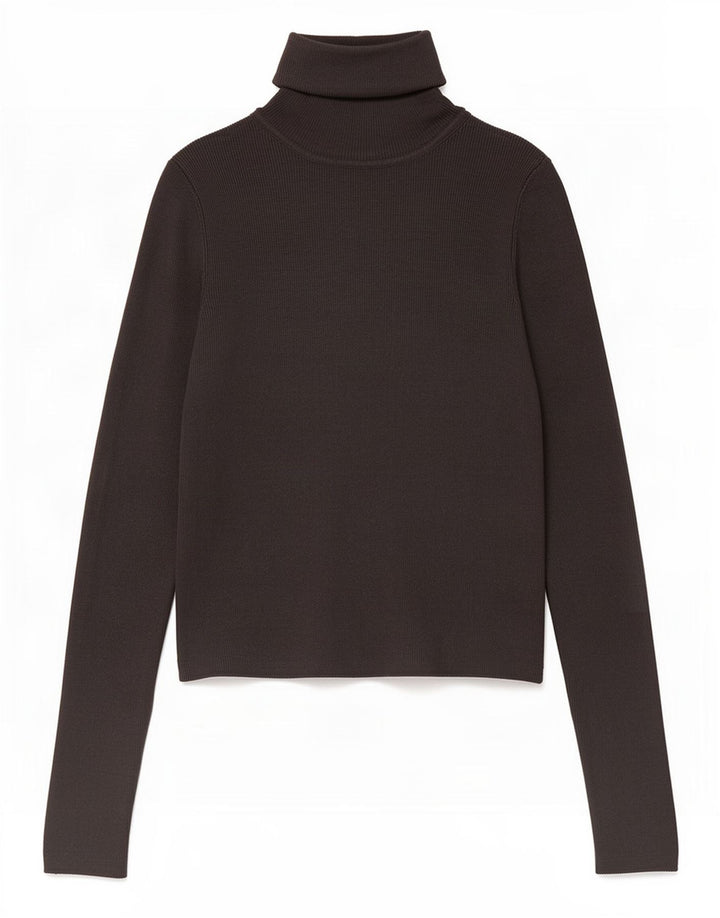 Zara Mujer Crop Roll Neck Jumper Sweater UK 42 Viscosa Gris Medio
