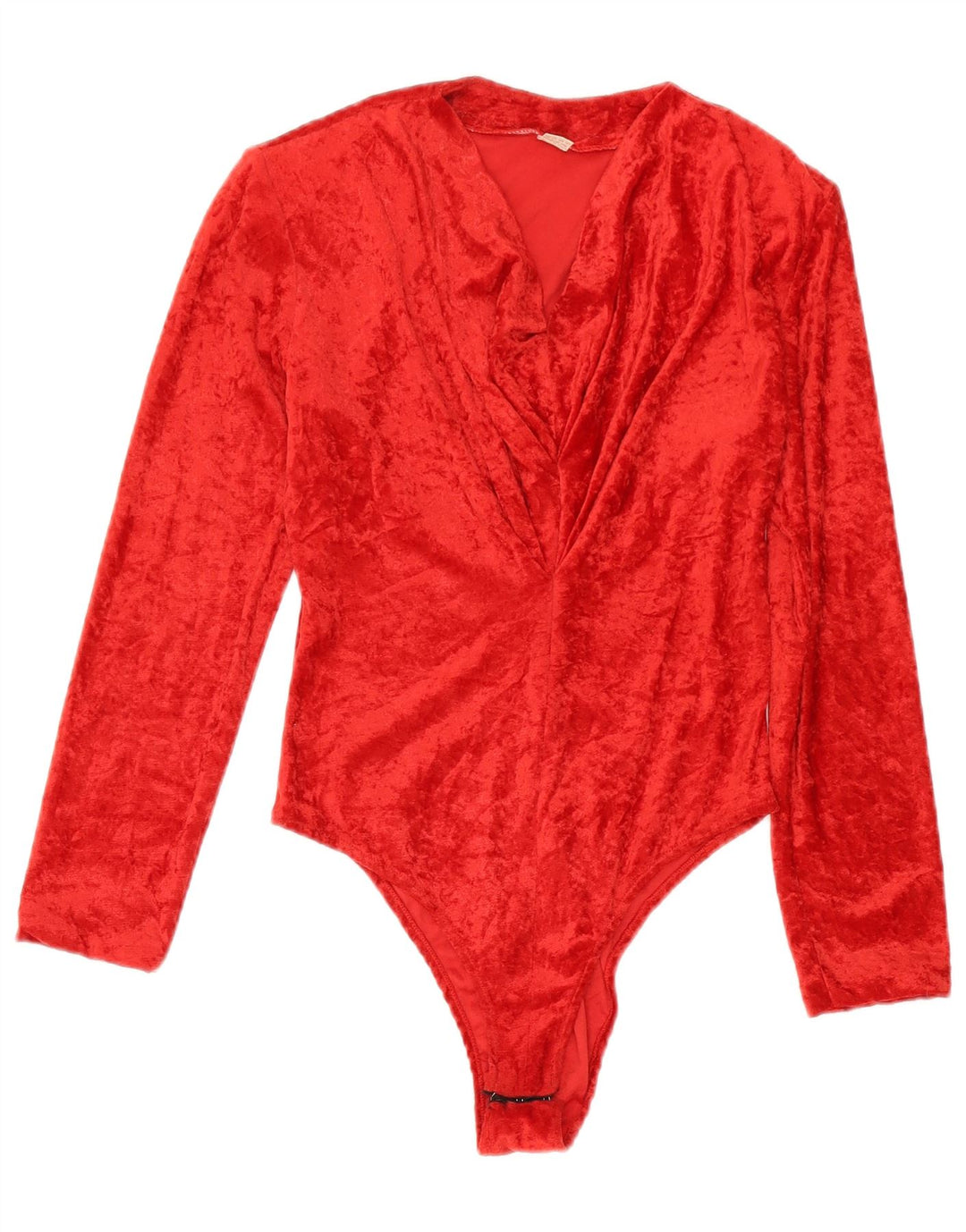Vintage mujer terciopelo body Reino Unido 14 algodón rojo medio
