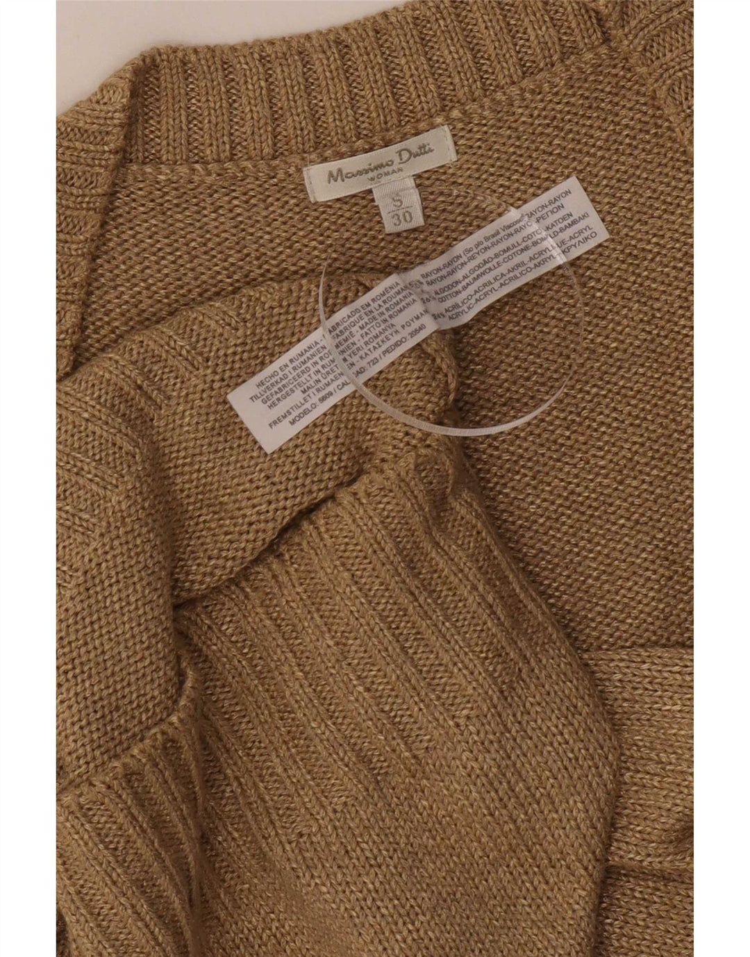 Massimo Dutti Camiseta sin mangas para mujer UK 10 Small Khaki Rayon