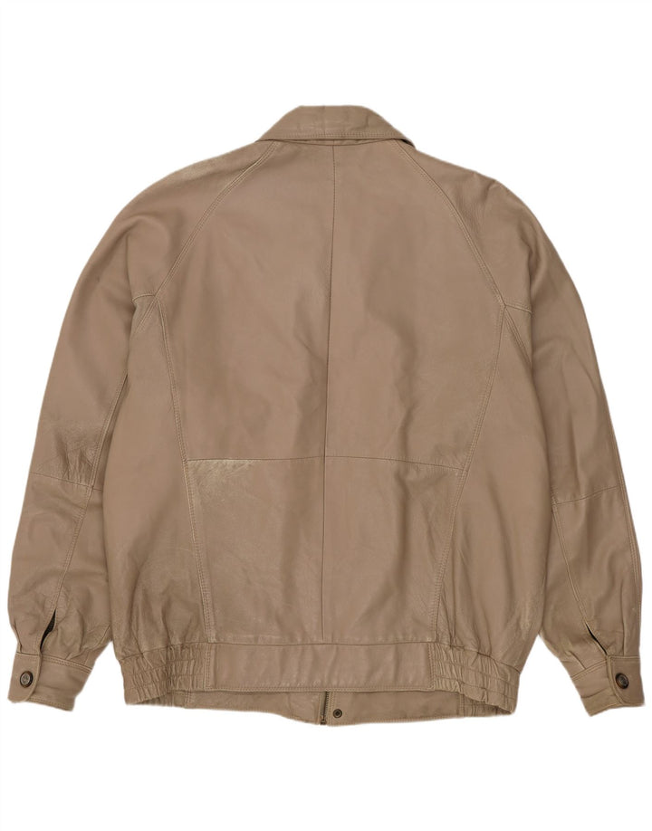 Chaqueta de cuero vintage para hombre Reino Unido 42 XL Beige