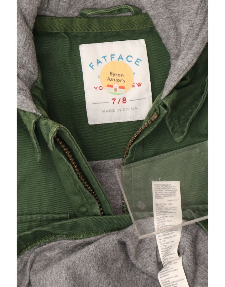 FAT FACE Camisa vaquera estilo leñador con capucha para niño 7-8 años Verde color block