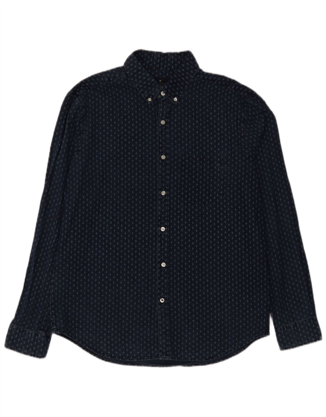 American Eagle Camisa de corte clásico para hombre, talla grande, de algodón con lunares en azul marino