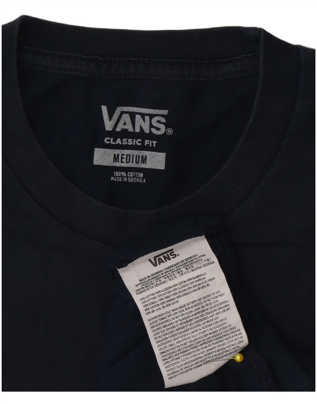 Vans Hombre Classic Fit Camiseta Top Medium Azul Marino Algodón