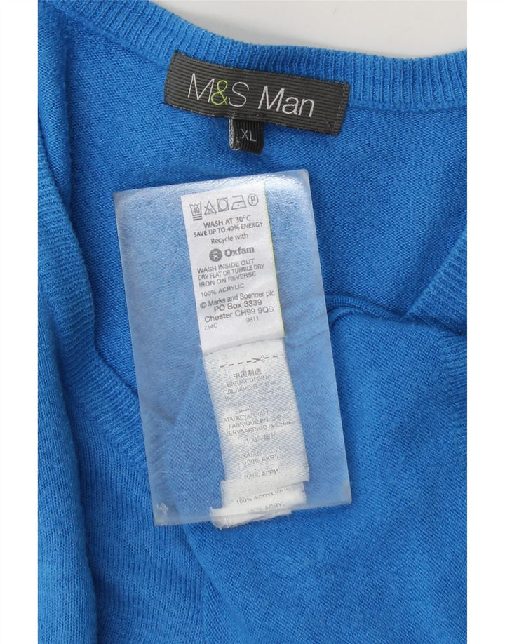 Marks & Spencer Suéter con Cuello en V para Hombre XL Acrílico Azul