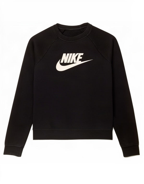 Nike Sudadera de gran tamaño con gráfico para mujer UK 10 Small Black Cotton