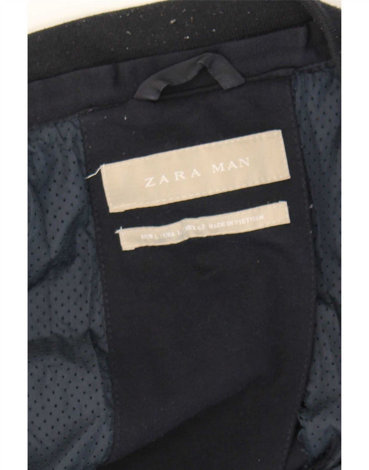 Zara Mens Bomber Jacket UK 40 Large Azul Marino Colorblock