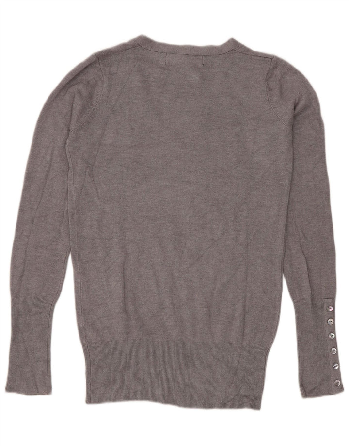 Zara Mujer Jersey con Cuello en V Jersey UK 10 Small Gris