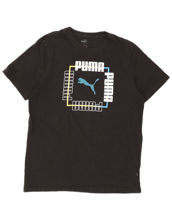 Puma Camiseta gráfica para mujer Top UK 14 Medium Black Cotton