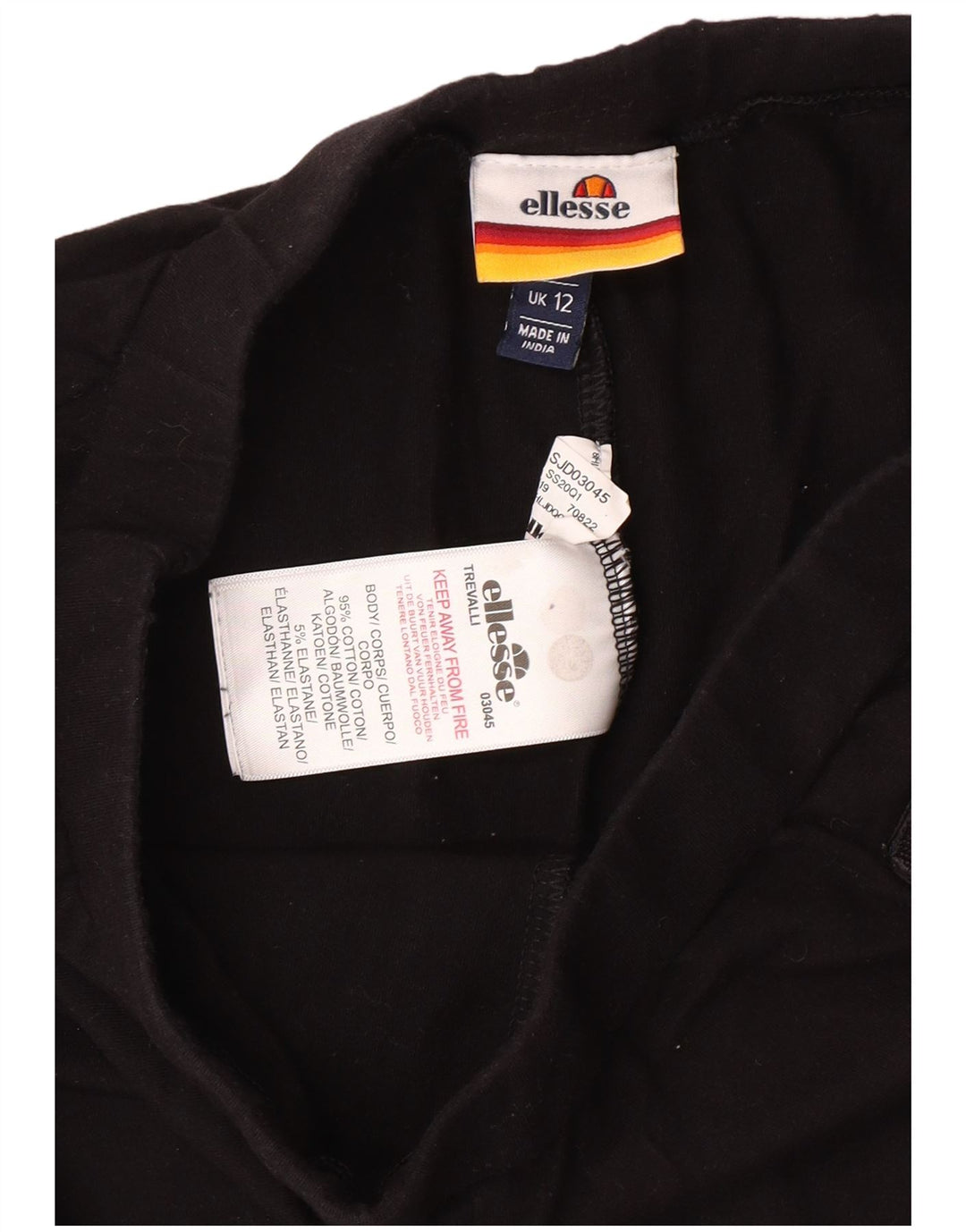 ELLESSE Leggings gráficos para mujer UK 12 Mediano Algodón negro