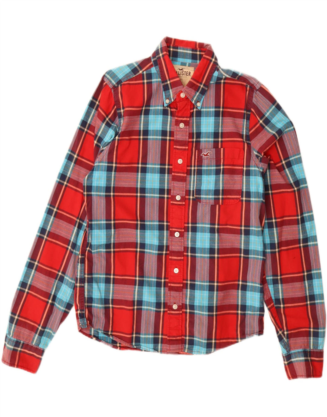Camisa HOLLISTER para hombre de algodón a cuadros rojos grandes