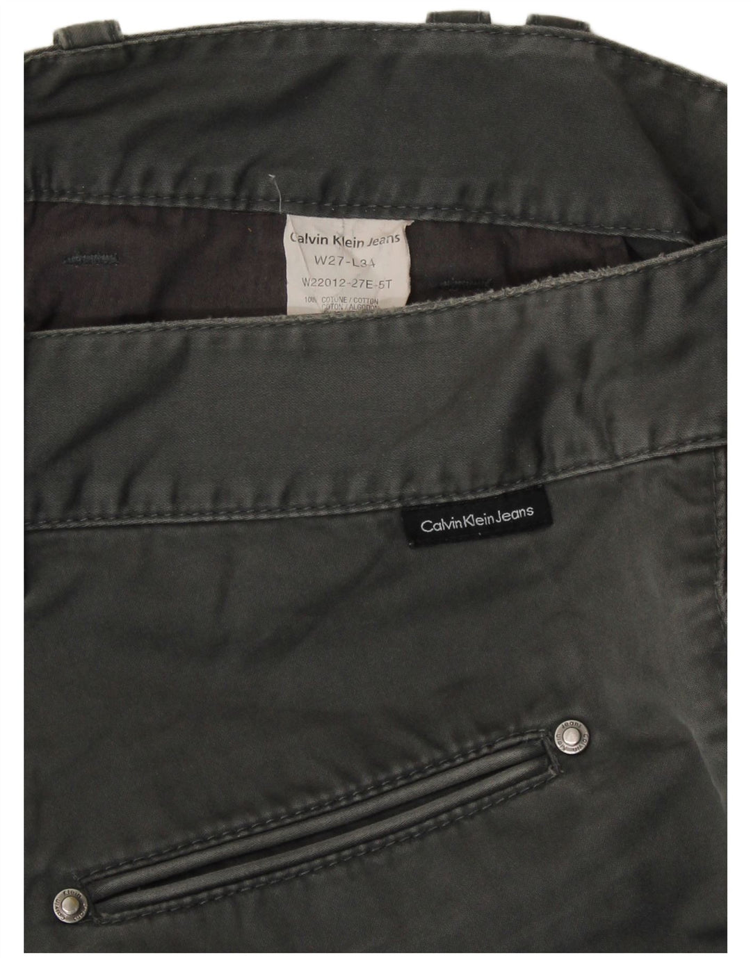 CALVIN KLEIN Pantalones informales rectos para mujer W27 L34 Algodón gris