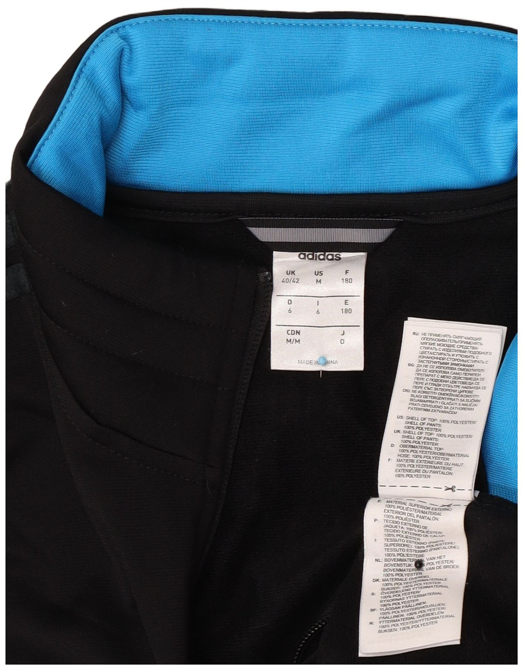 Adidas - Chaqueta de chándal para hombre, talla 40/42, poliéster negro mediano