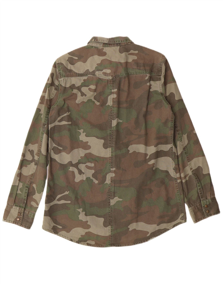 ZARA Camisa Militar Mujer UK 40 Medium Caqui Camuflaje Algodón