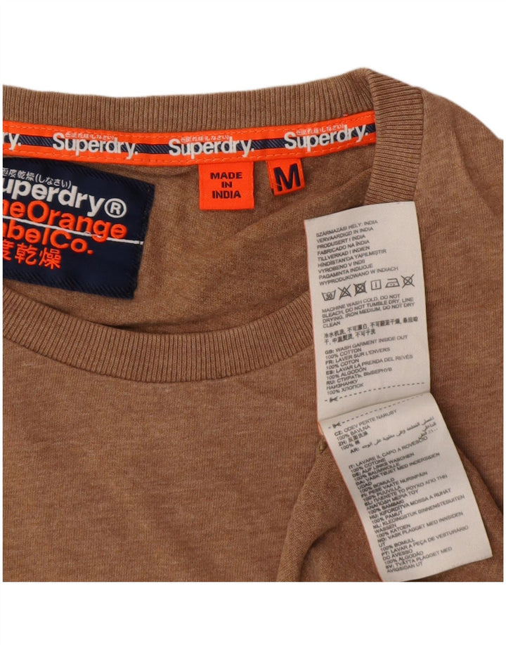 Superdry Hombre Camiseta Top Algodón Marrón Medio