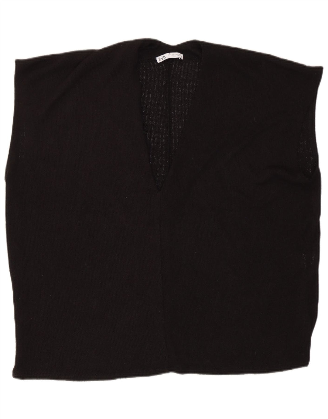 Zara Mujer Camiseta Sin Mangas De Gran Tamaño UK 10 Small Viscosa Negra