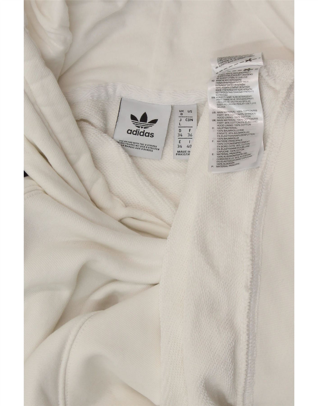 ADIDAS Jersey con capucha de gran tamaño para mujer UK 8 Small White Cotton