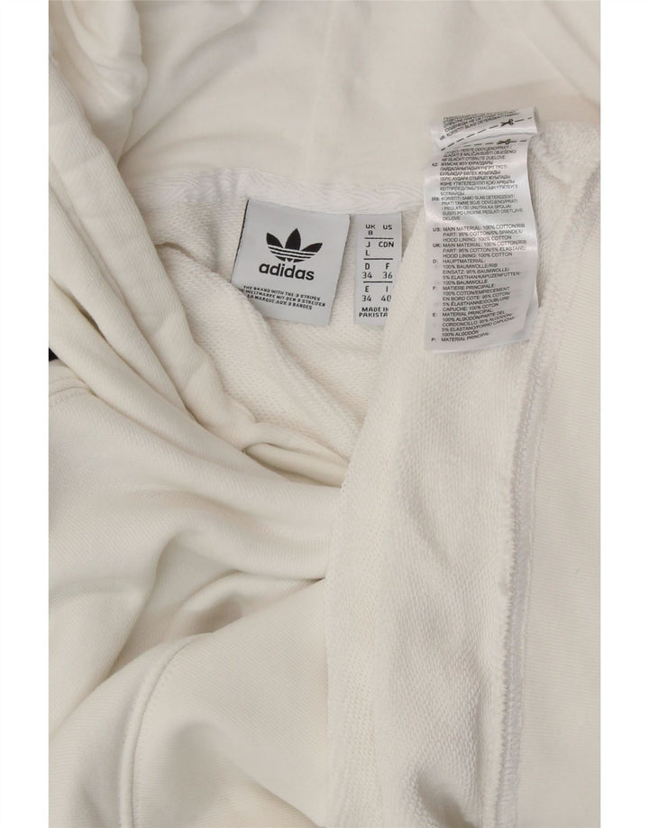 ADIDAS Jersey con capucha de gran tamaño para mujer UK 8 Small White Cotton