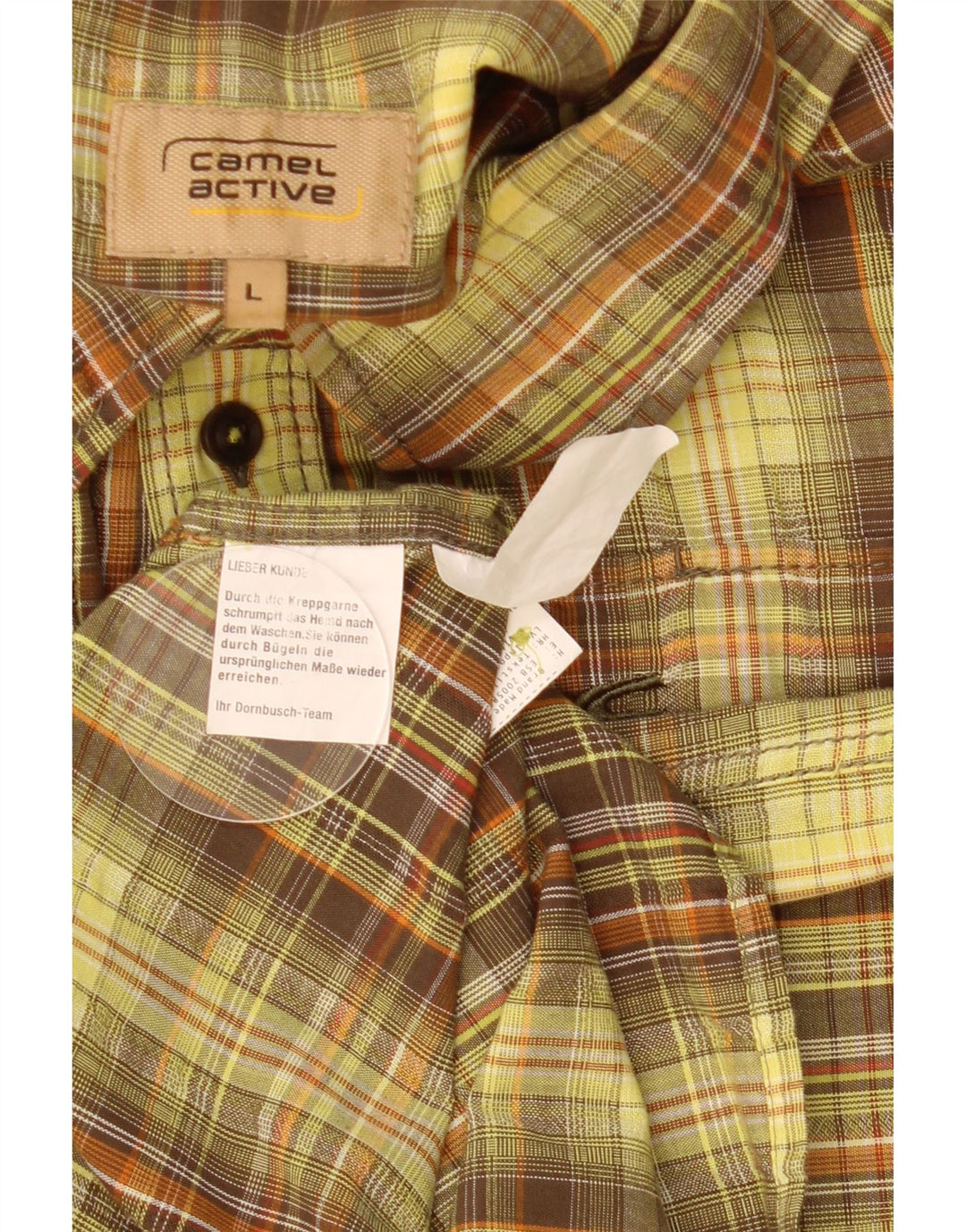 Camisa de manga corta para hombre Camel Active Cuadros amarillos grandes