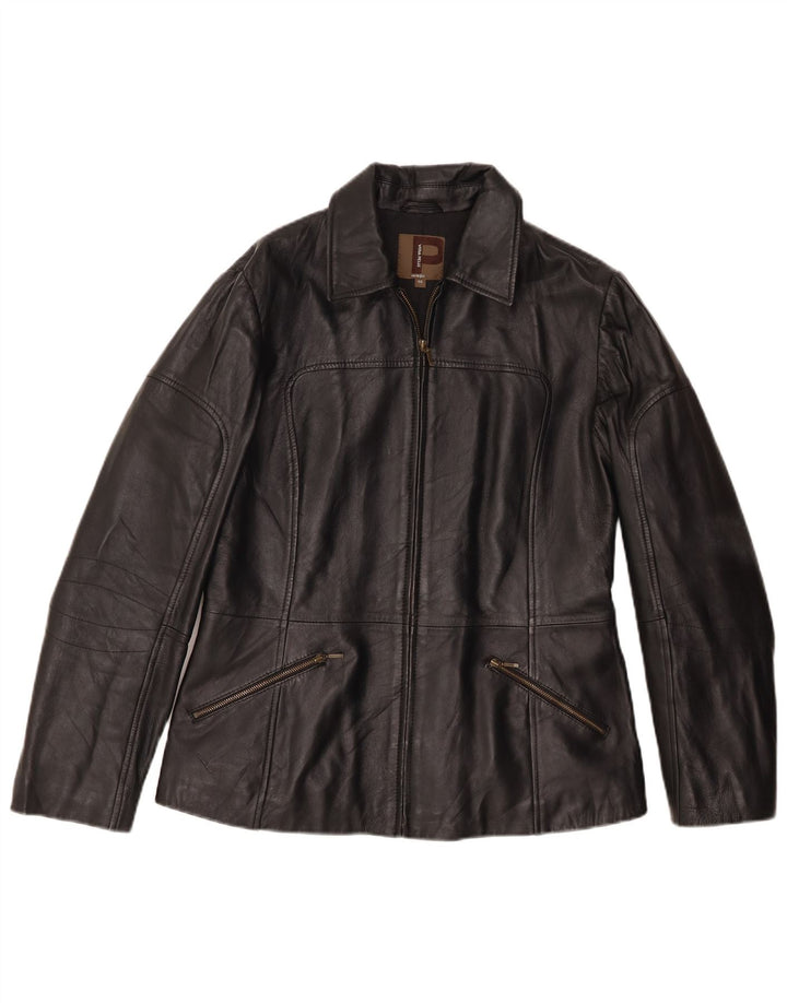 Conbipel Chaqueta De Cuero Mujer IT 46 Grande Cuero Negro