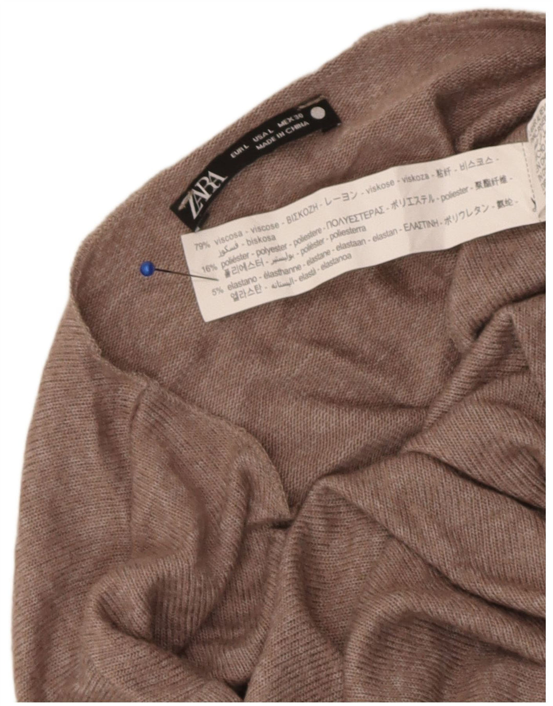 Zara Mujer Blusa Top UK 44 Grande Viscosa Marrón