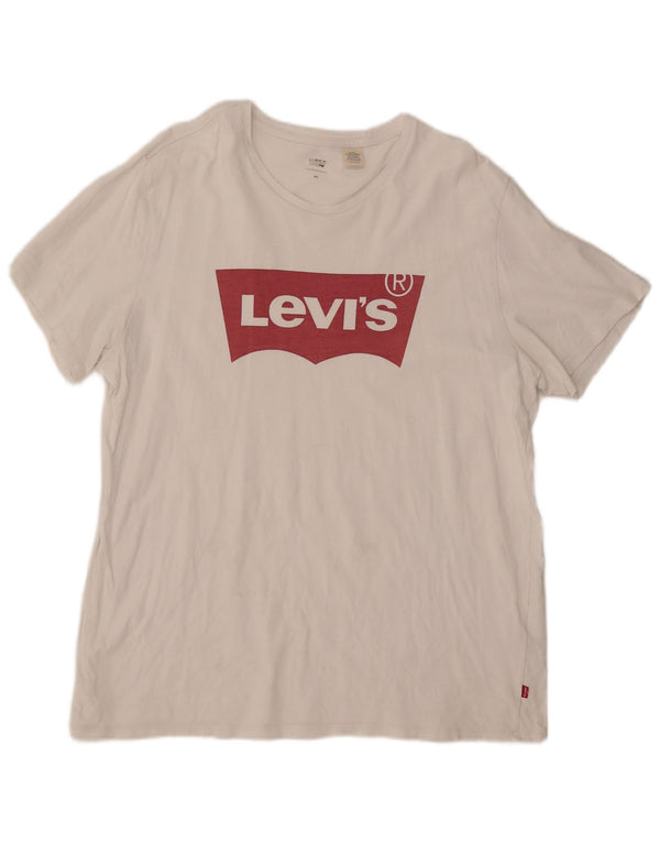 LEVI'S Camiseta gráfica para mujer Top UK 20 2XL Blanco