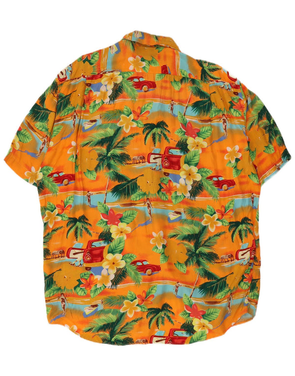 PETER ELLIOT Camisa de manga corta para hombre grande multicolor floral hawaiano