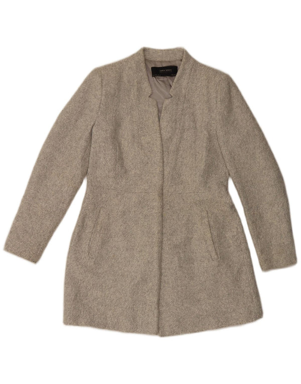 Zara Mujer Abrigo UK 44 Grande Poliéster Gris