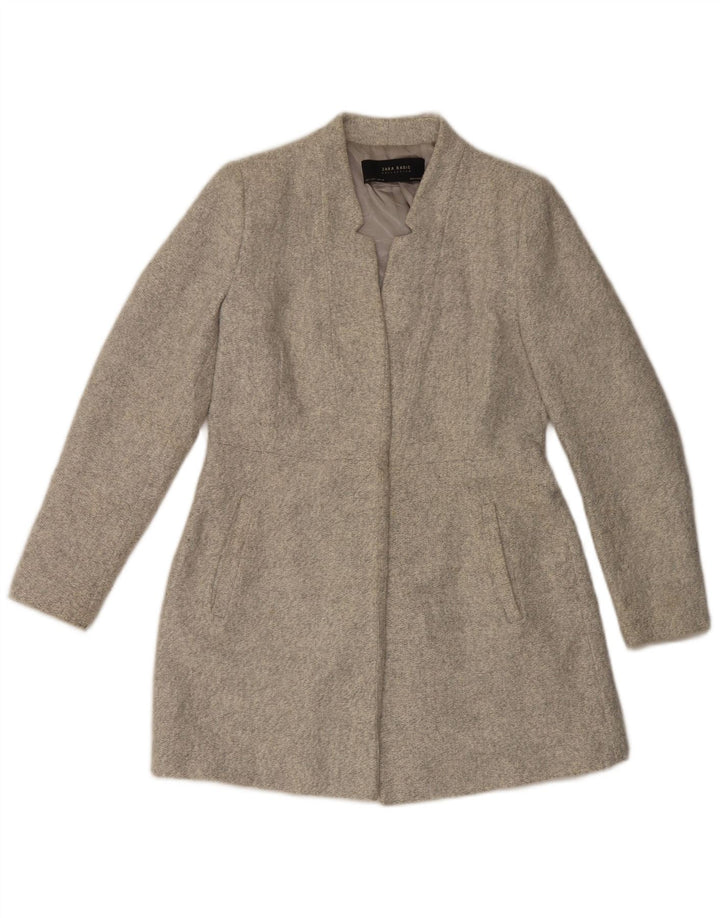 Zara Mujer Abrigo UK 44 Grande Poliéster Gris