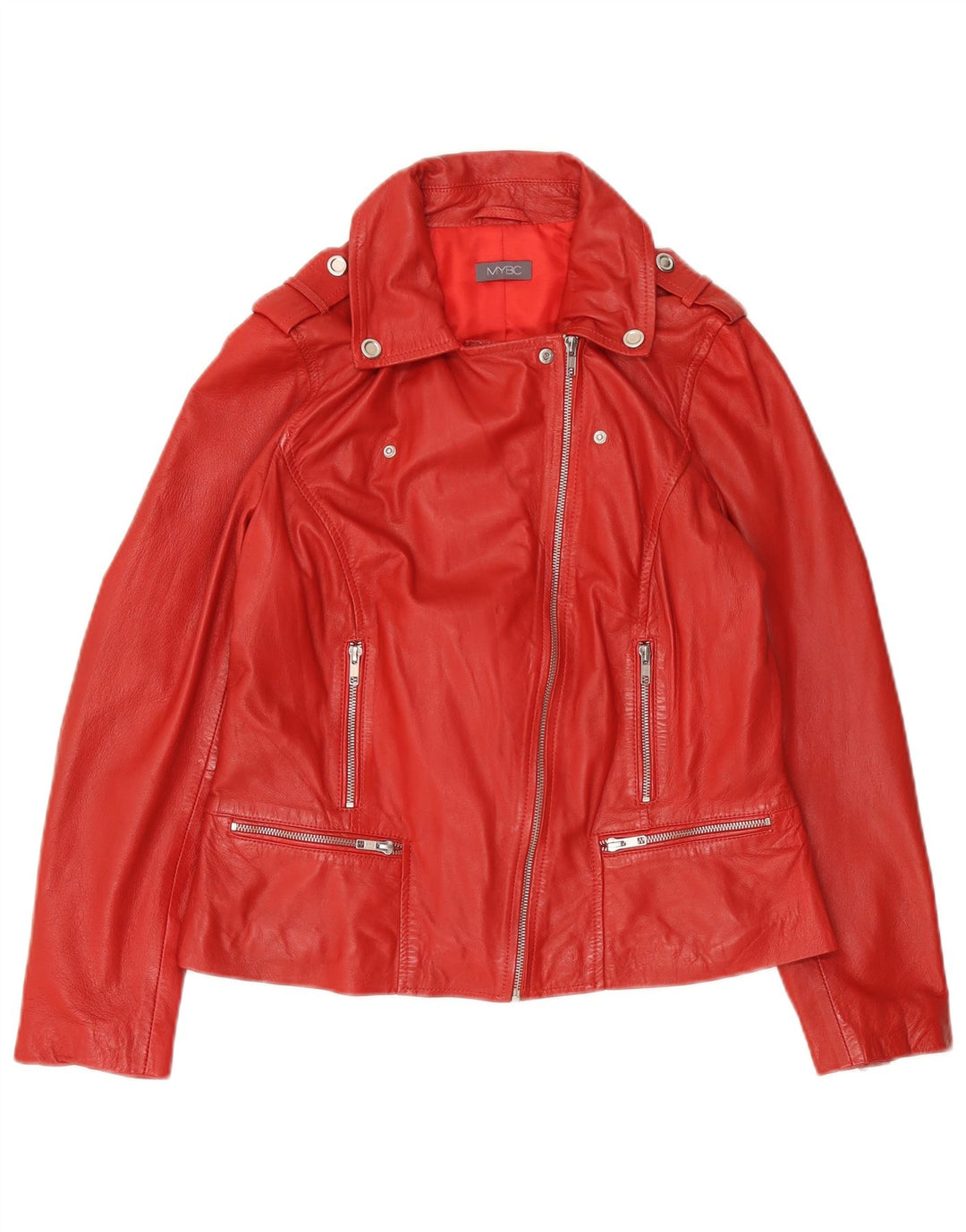 Vintage mujer biker chaqueta Reino Unido 16 cuero rojo grande