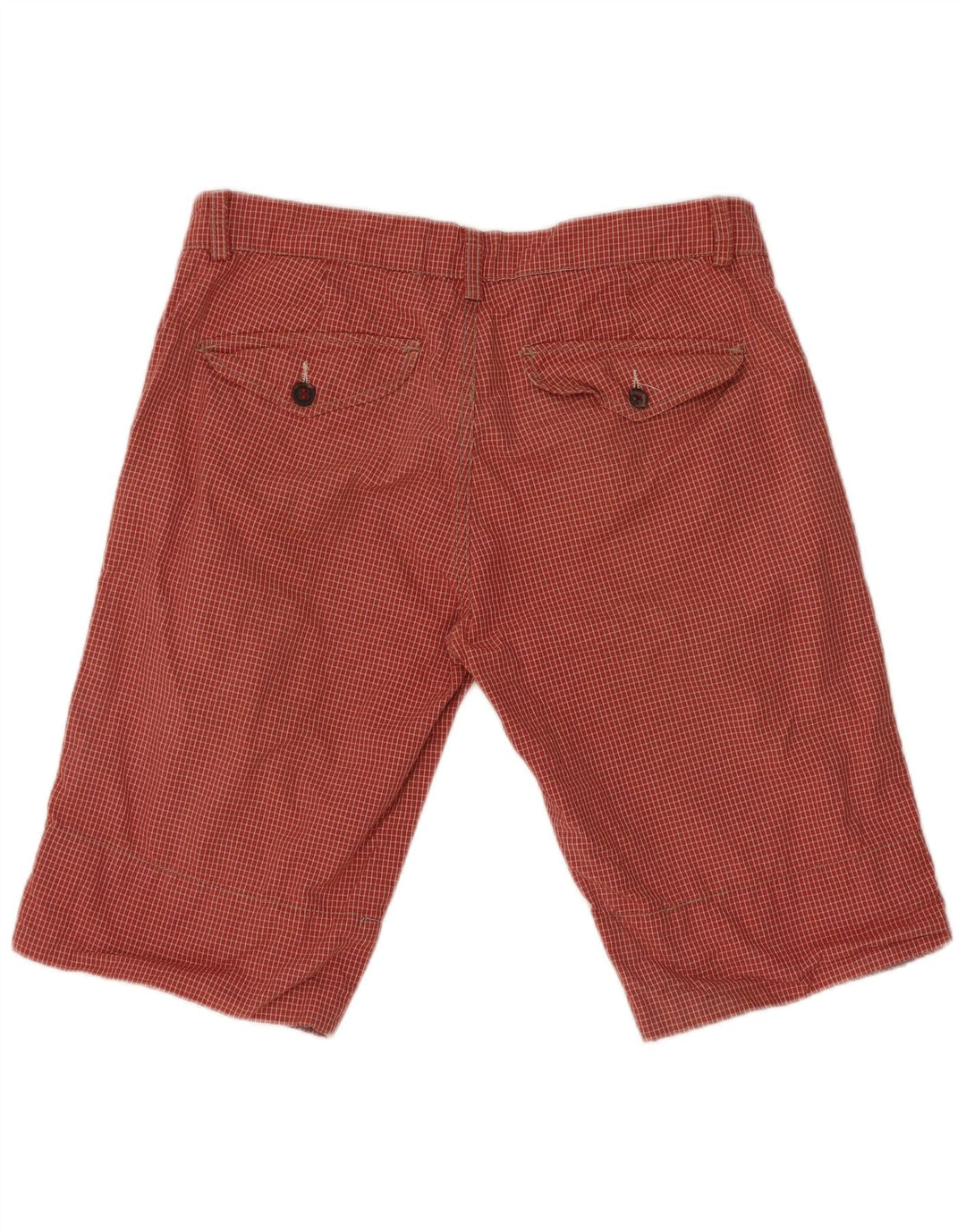 Zara Pantalones cortos chinos para hombre EU 42 Large W32 Algodón a cuadros rojos