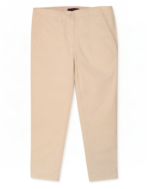 Marks & Spencer Womens Slim Cropped Trousers UK 8 Small W30 L24 Off White