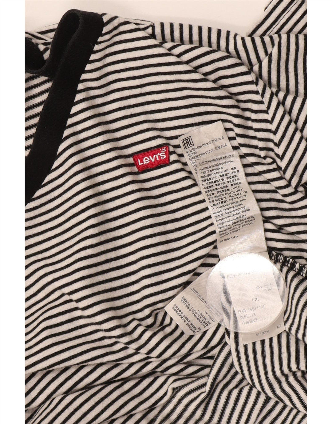 Levi's Camiseta para Mujer Top UK 40 XL Algodón a Rayas Negro