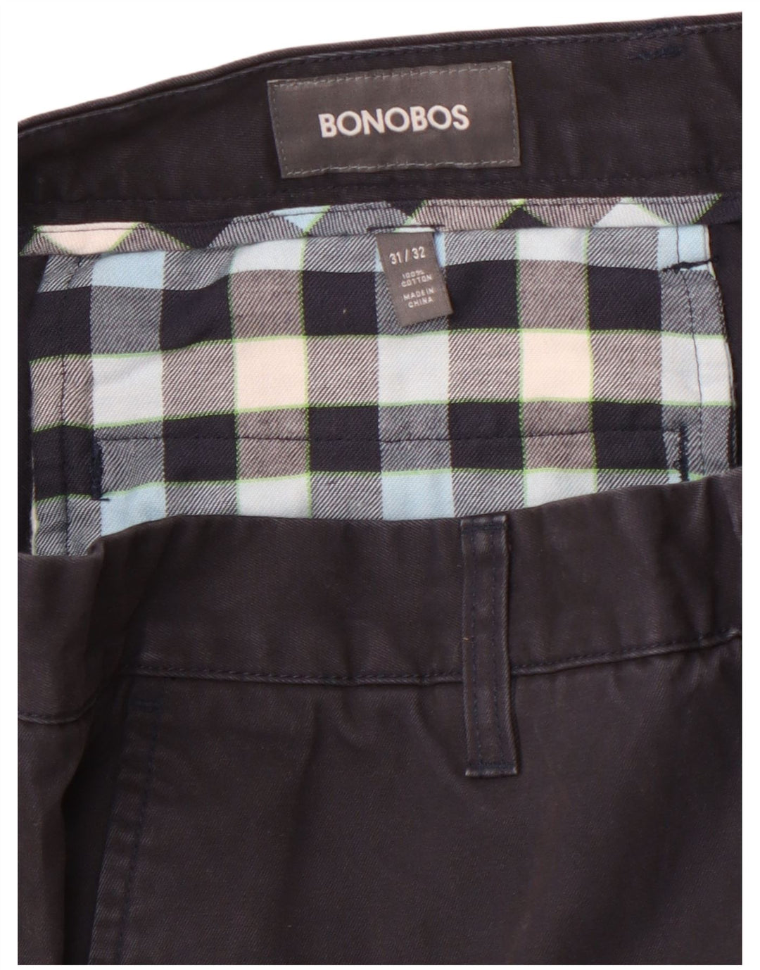 BONOBOS Pantalón chino recto para hombre W31 L32 Algodón negro
