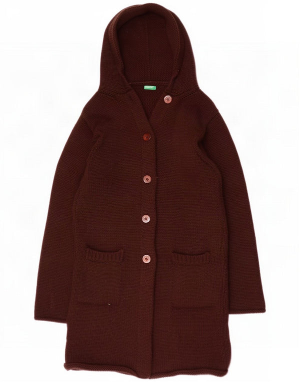Benetton Cárdigan Extragrande con Capucha para Mujer UK 40 Small Marrón