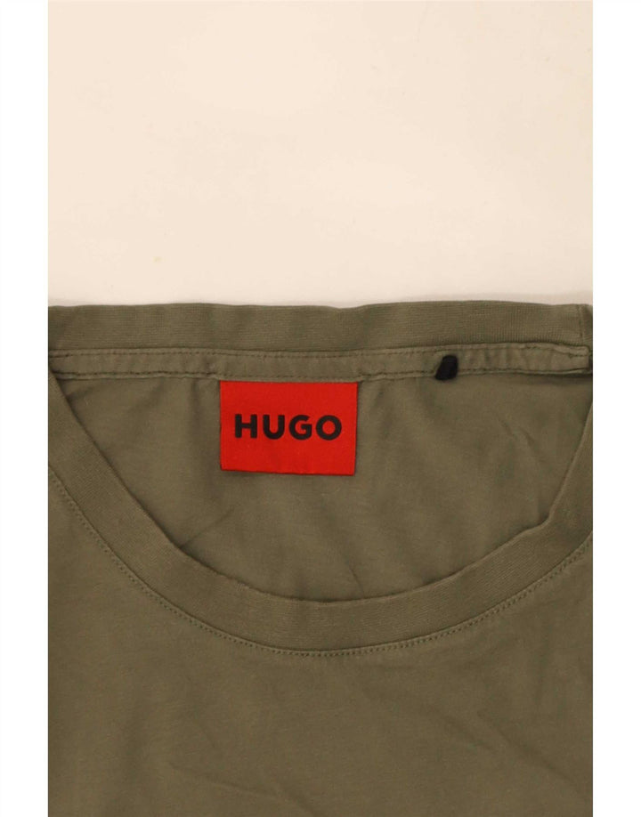 Hugo Boss Hombres Camiseta Gráfica Top Grande Caqui