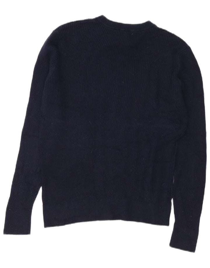 Zara Hombre Jersey Cuello Redondo Jersey Medio Azul Marino Algodón