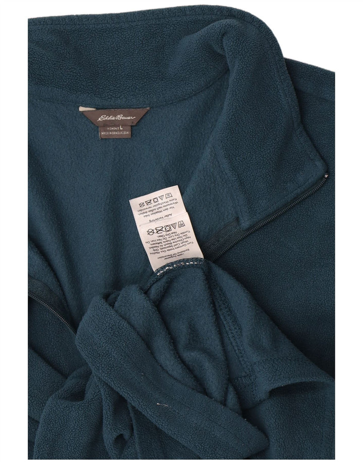 Eddie Bauer Jersey polar con cuello y cremallera para mujer UK 46 Poliéster azul grande