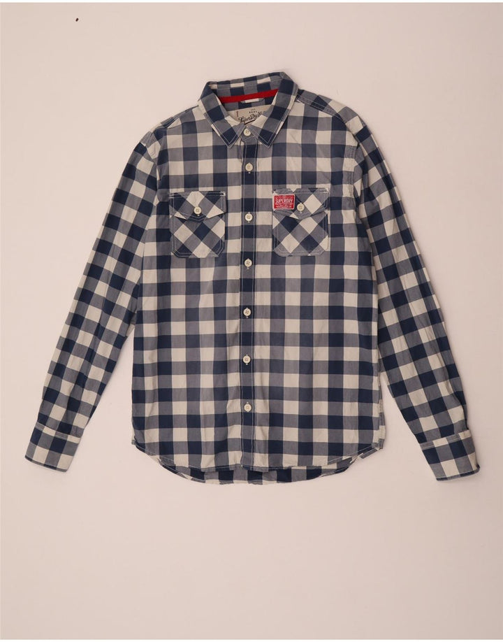 Camisa Superdry para hombre 2XL Algodón a cuadros azul