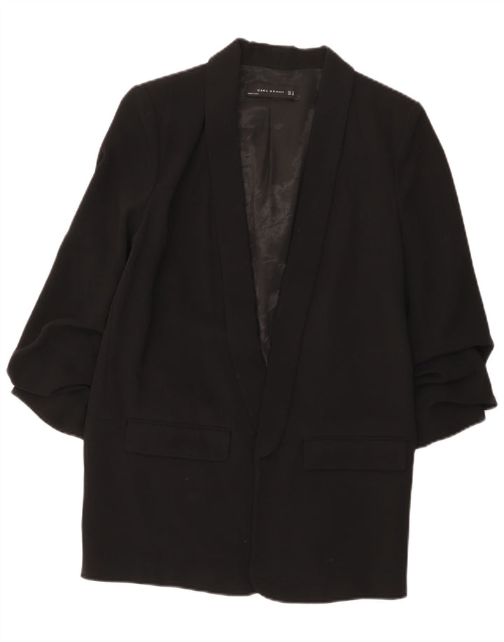 Zara Chaqueta Blazer Abierta De Manga 3/4 para Mujer UK 44 Medium Black