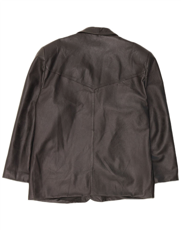 Vintage hombres 3 botones cuero Blazer chaqueta Reino Unido 40 grande negro