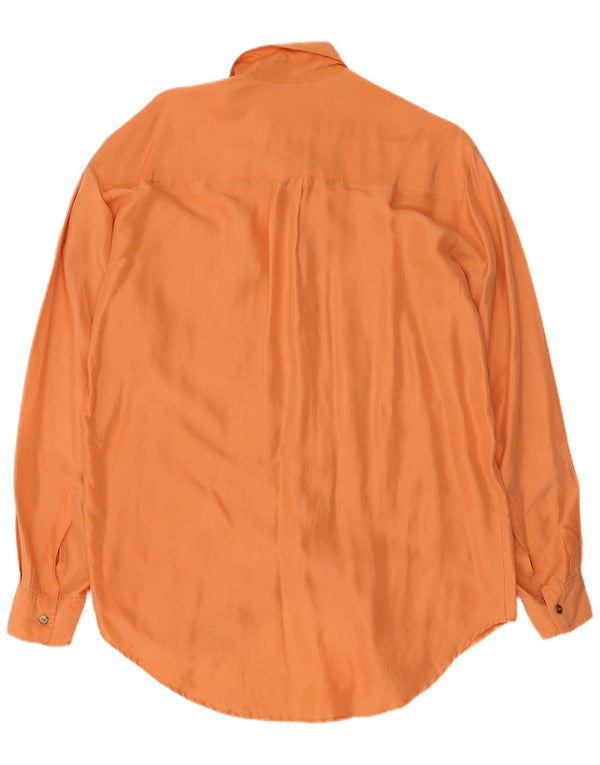 Camisa vintage para hombre pequeña seda naranja