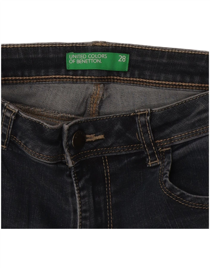 Benetton Vaqueros Pitillo Con Corte Bota W28 L32 Azul