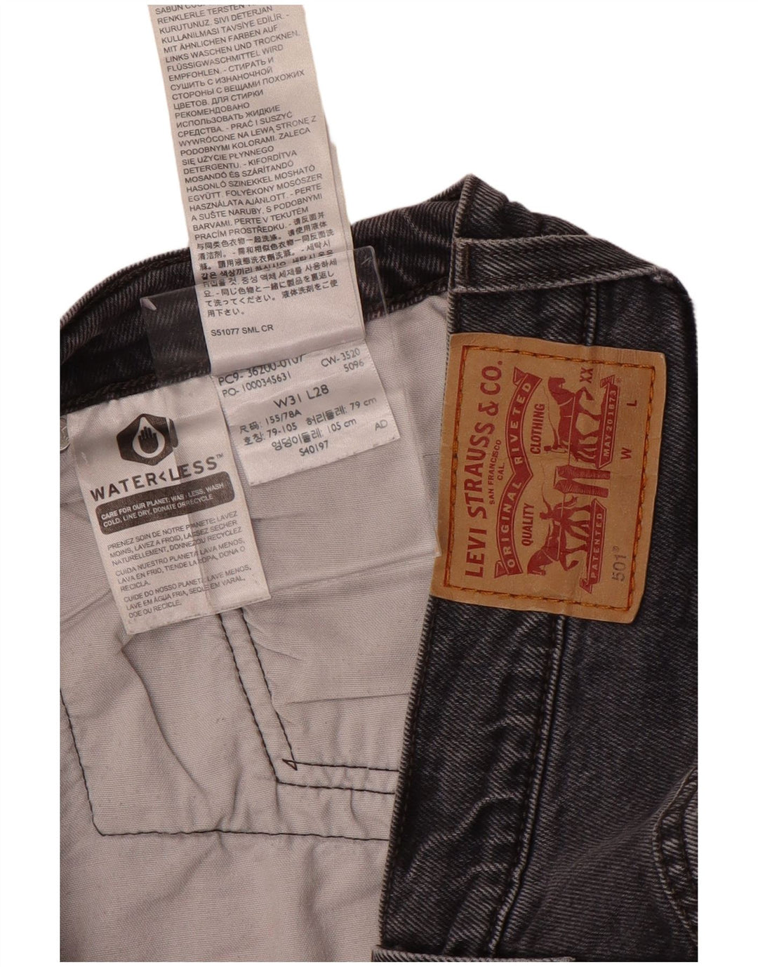 LEVI'S Jeans rectos 501 para hombre W31 L28 Algodón gris