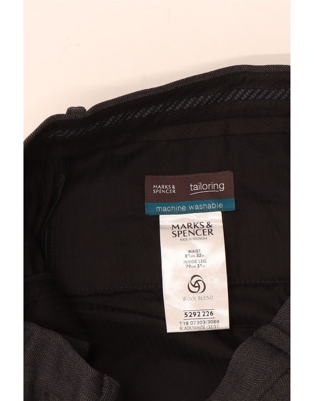 Marks & Spencer Pantalón de traje recto para hombre W32 L31 Poliéster gris