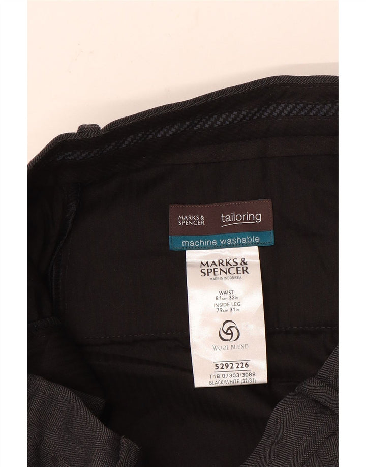 Marks & Spencer Pantalón de traje recto para hombre W32 L31 Poliéster gris